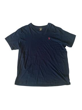 Men’s Polo by Ralph Lauren Navy Short Sleeve Crew T‑Shirt with Red Emblem
